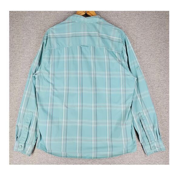 WOOLRICH MEN’S MEDIUM LIGHT BLUE PLAID BUTTON-UP LONG SLEEVE SHIRT CASUAL - Picture 2 of 10